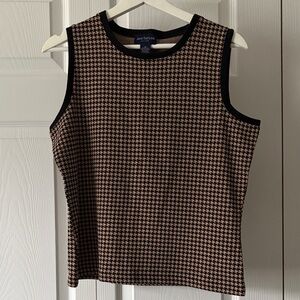 Ann Taylor Black and Tan Houndstooth Sleeveless Shell
